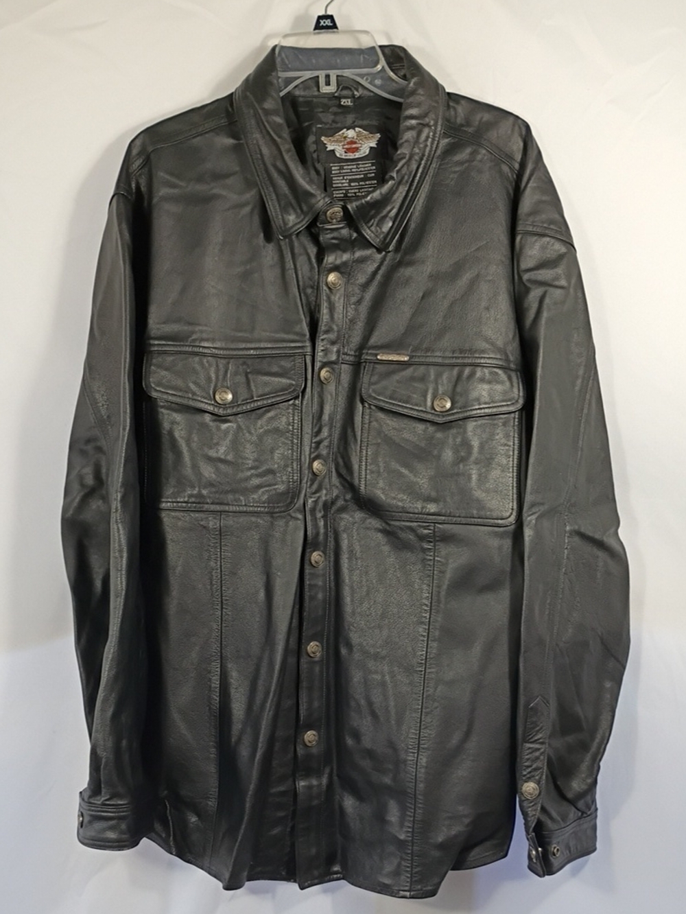 EUC Vintage Harley Davidson Mens Leather Shirt Jacket Size 2XL 2005 Motorcycle